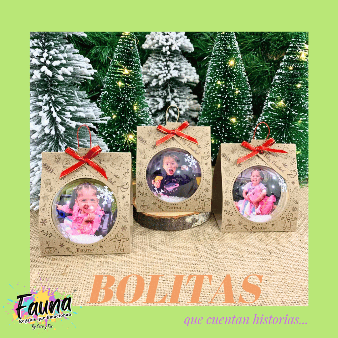 Bolitas Navideñas Premium con Foto Personalizadas x 9 und - Fauna Regalos que emocionan