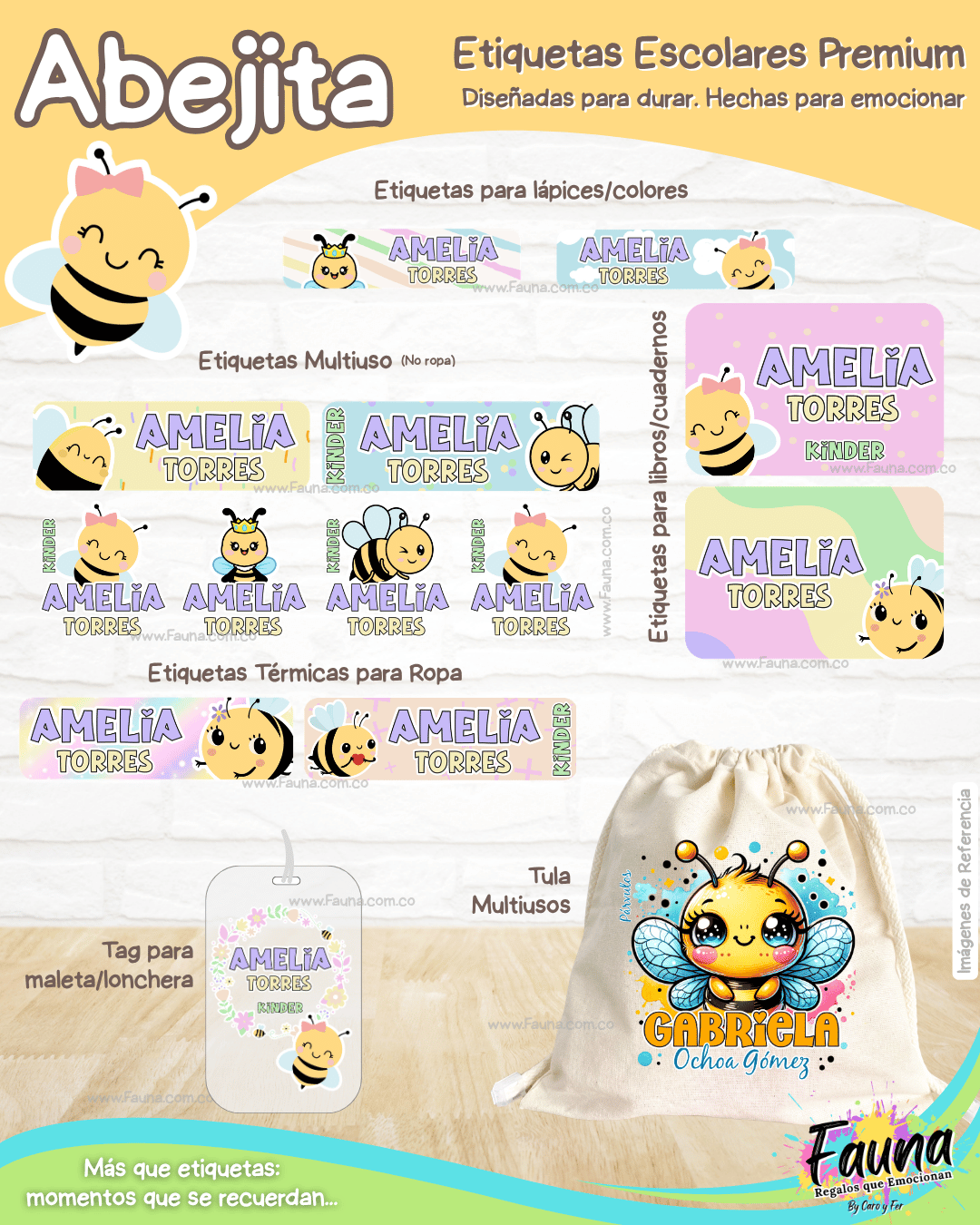 Abejita 🐝 - Etiquetas Escolares Premium Personalizadas