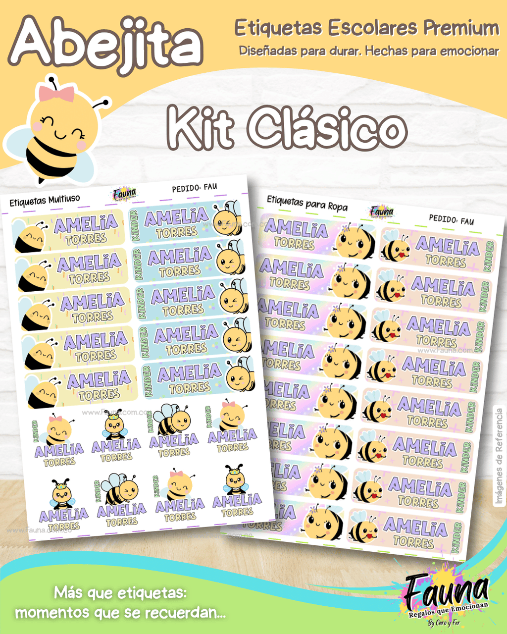 Abejita 🐝 - Etiquetas Escolares Premium Personalizadas