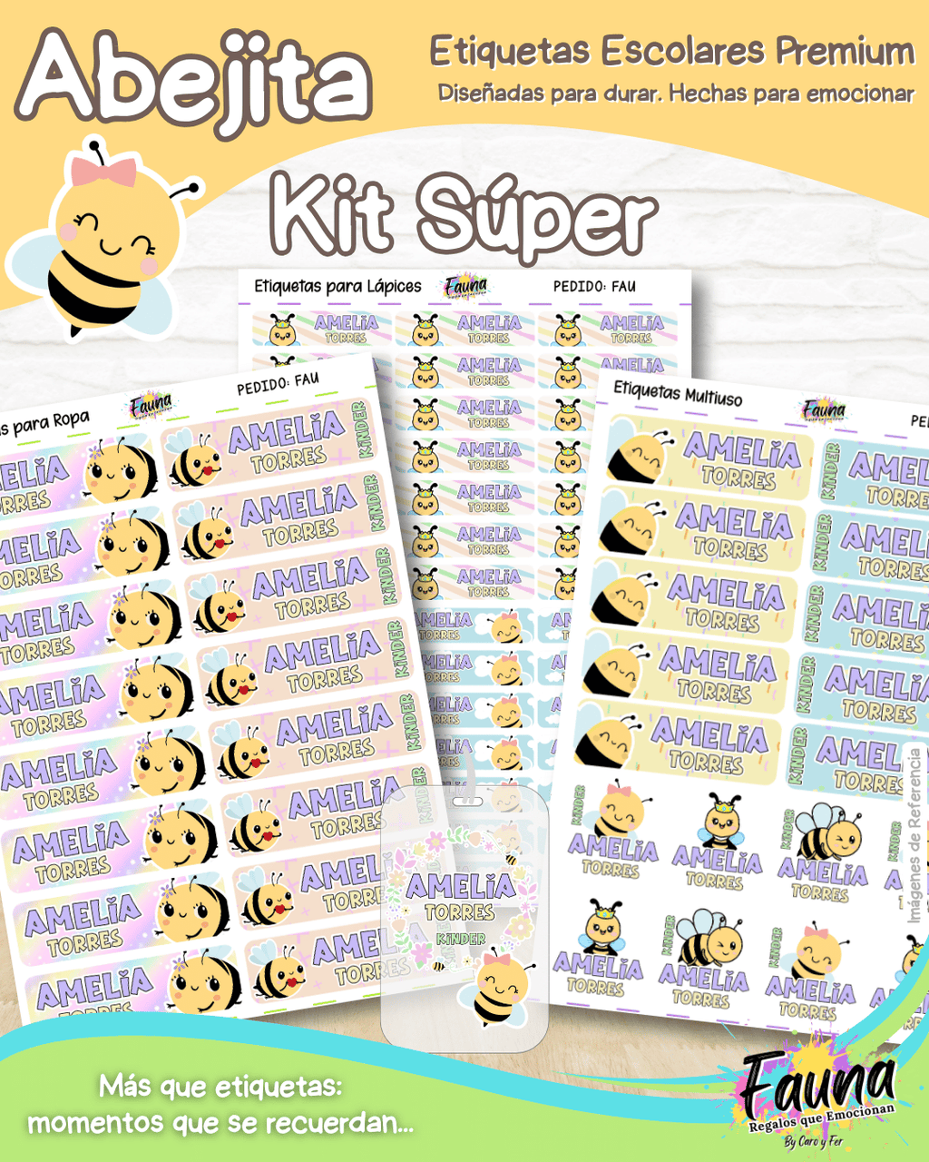 Abejita 🐝 - Etiquetas Escolares Premium Personalizadas