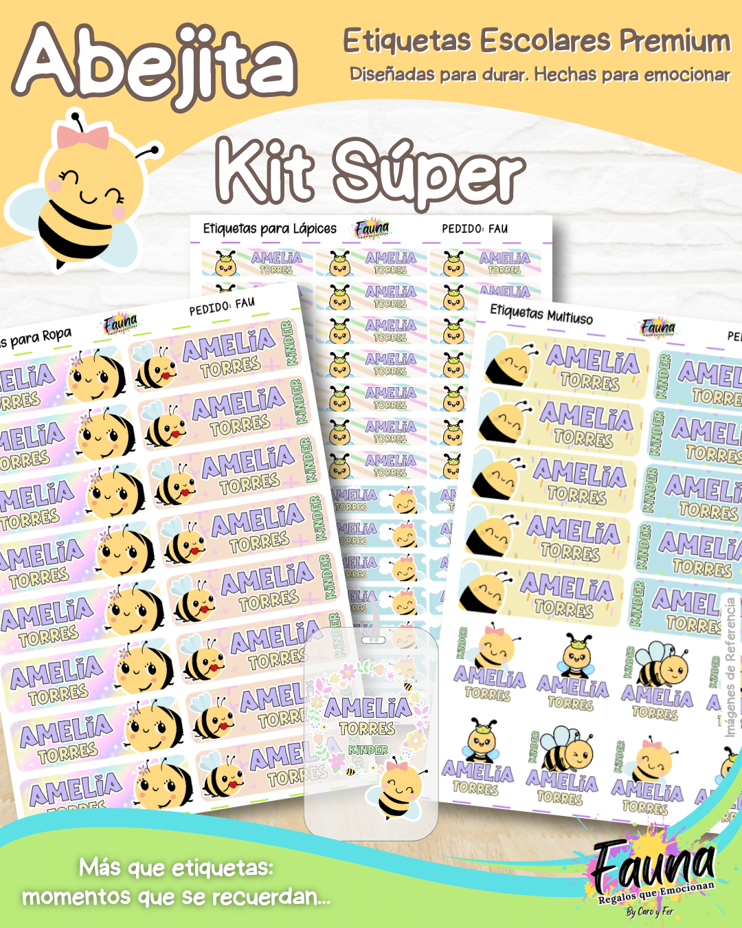 Abejita 🐝 - Etiquetas Escolares Premium Personalizadas