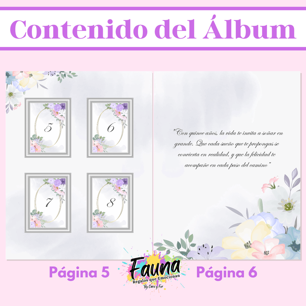 Álbum de Láminas 15 Años Personalizado con 18 Fotos - Fauna Regalos que emocionan