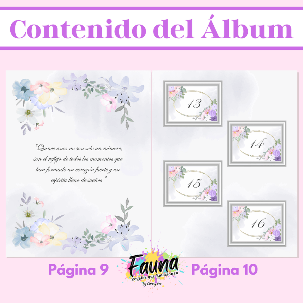 Álbum de Láminas 15 Años Personalizado con 18 Fotos - Fauna Regalos que emocionan