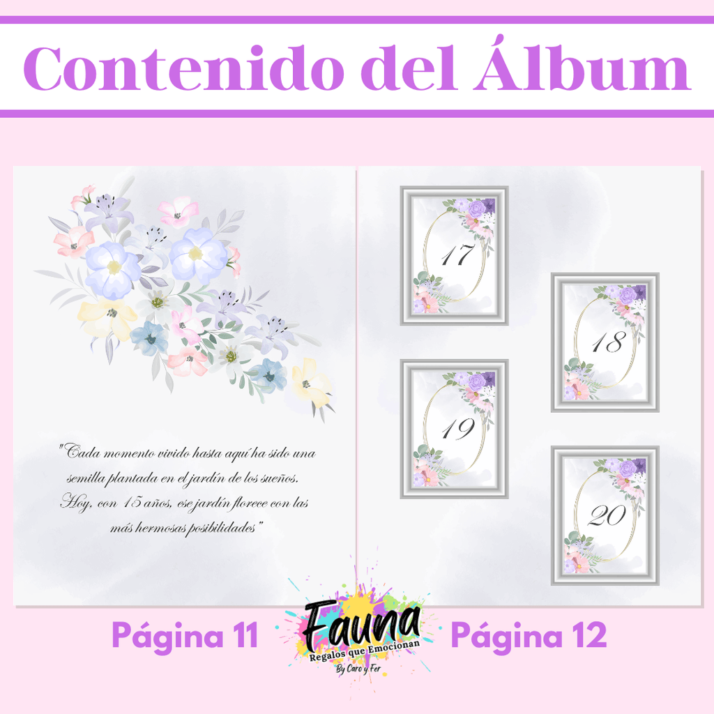 Álbum de Láminas 15 Años Personalizado con 18 Fotos - Fauna Regalos que emocionan