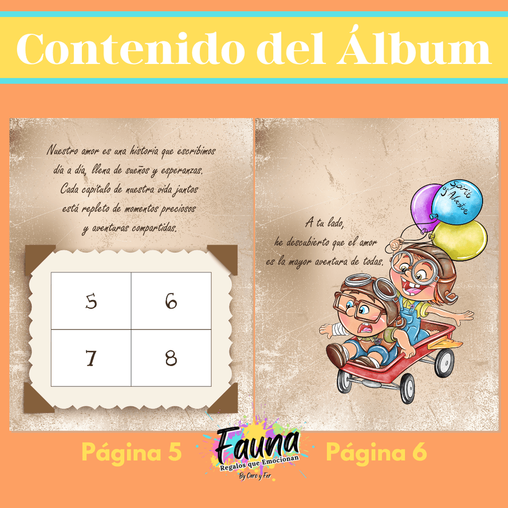 Álbum de Láminas de Amor inspirado en Up Personalizado con 18 Fotos - Fauna Regalos que emocionan
