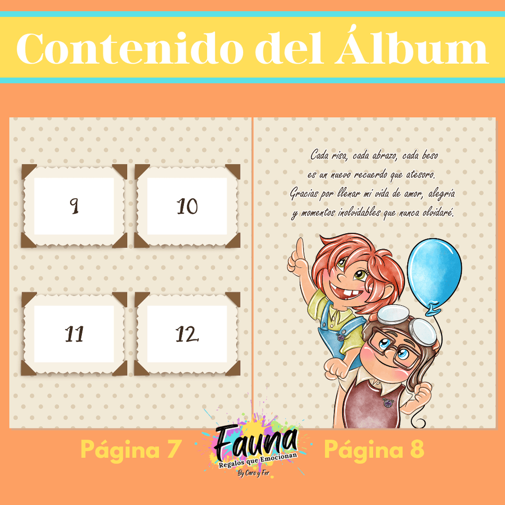 Álbum de Láminas de Amor inspirado en Up Personalizado con 18 Fotos - Fauna Regalos que emocionan