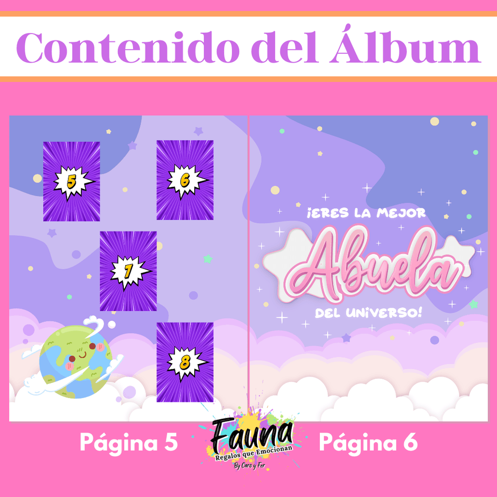 Álbum de Láminas Súper Abuela Personalizado con 18 Fotos - Fauna Regalos que emocionan