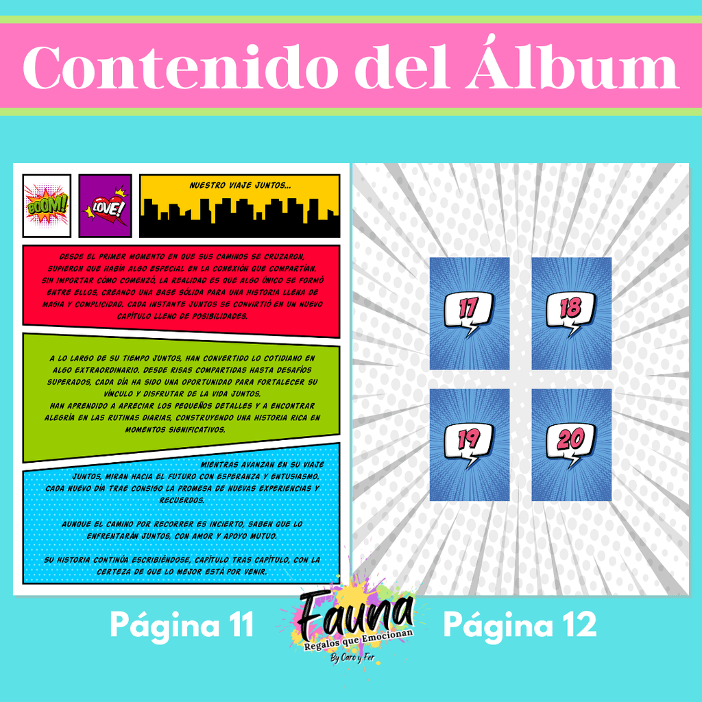 Álbum de Láminas de Súper Pareja Personalizado con 18 Fotos - Fauna Regalos que emocionan