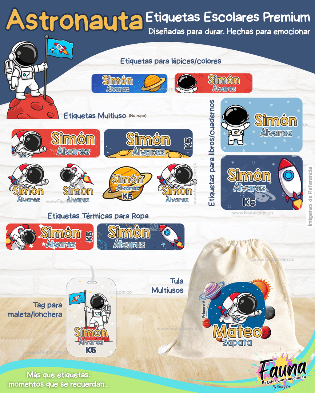 Astronauta 🚀 - Etiquetas Escolares Premium Personalizadas
