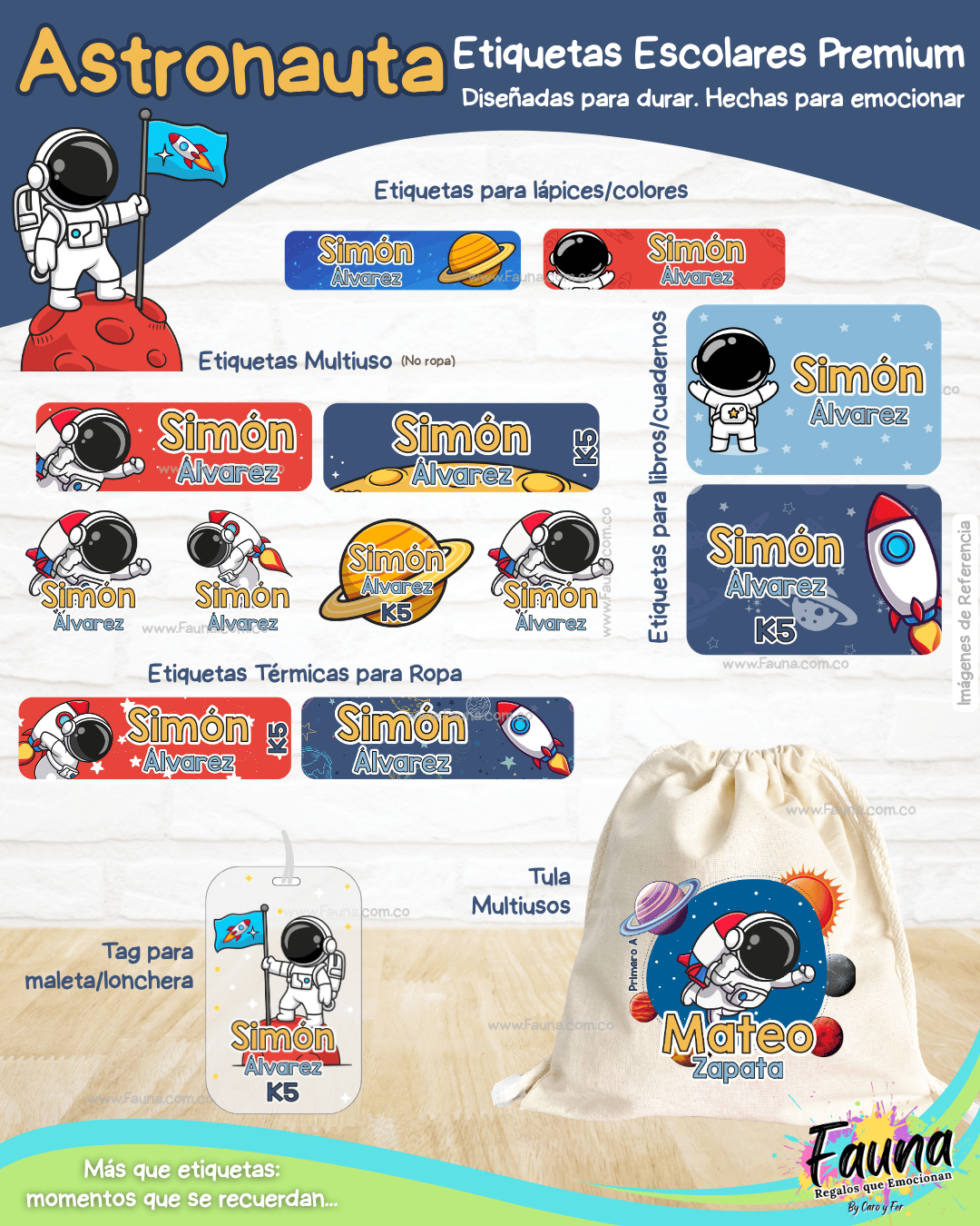 Astronauta 🚀 - Etiquetas Escolares Premium Personalizadas