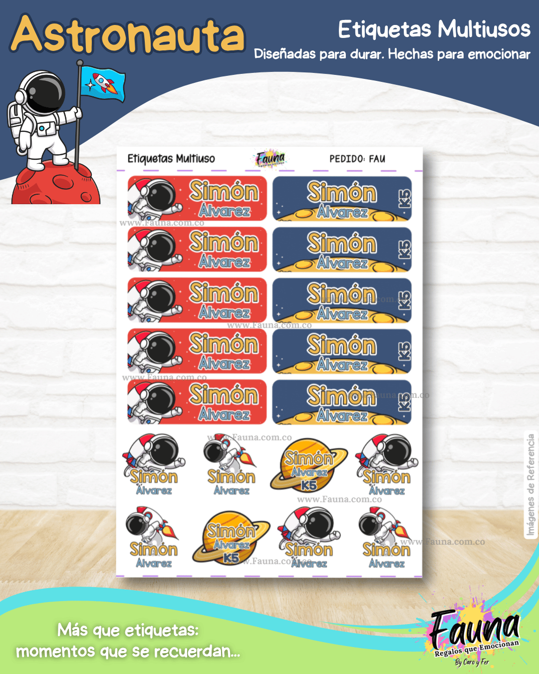Astronauta 🚀 - Etiquetas Escolares Premium Personalizadas