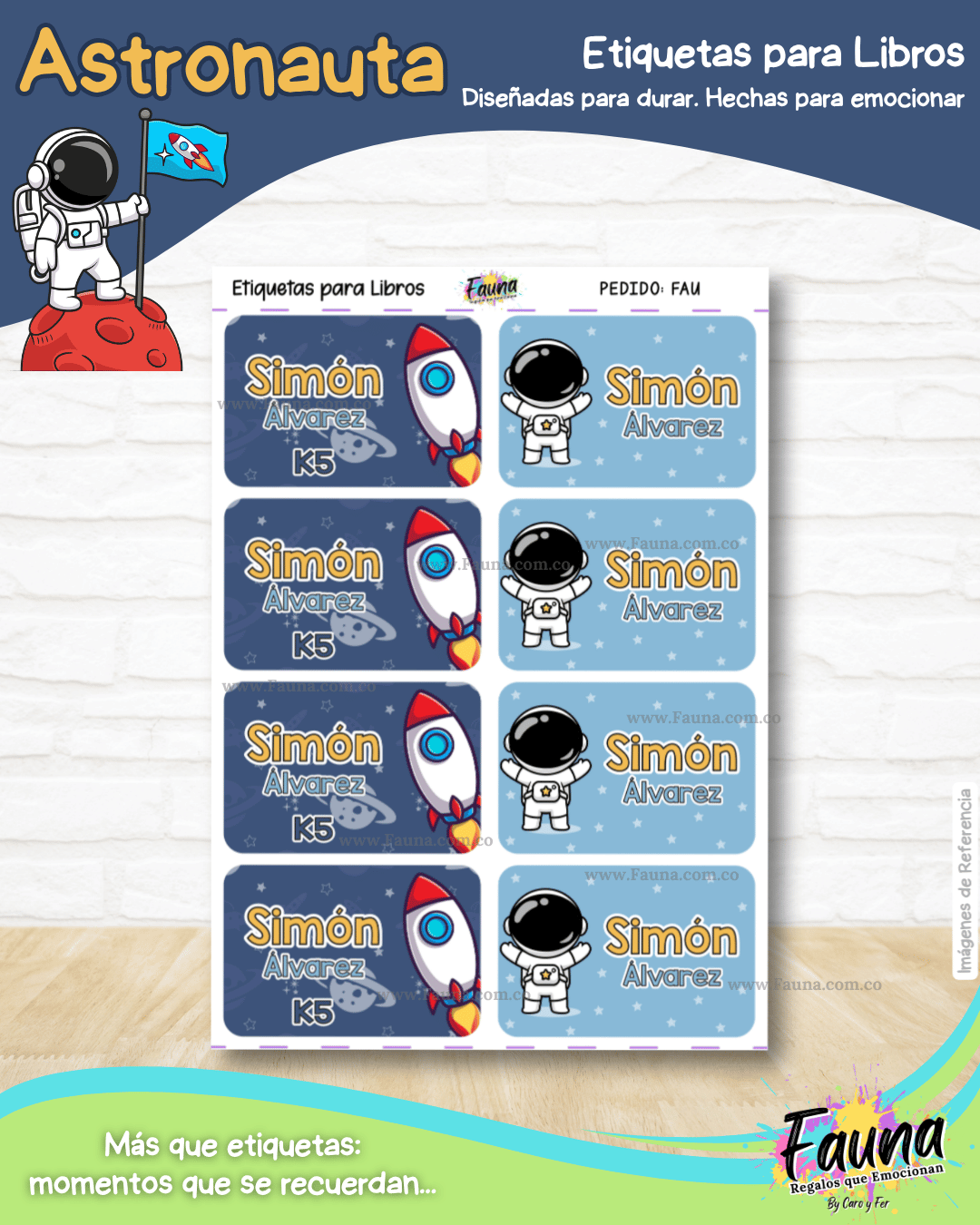 Astronauta 🚀 - Etiquetas Escolares Premium Personalizadas