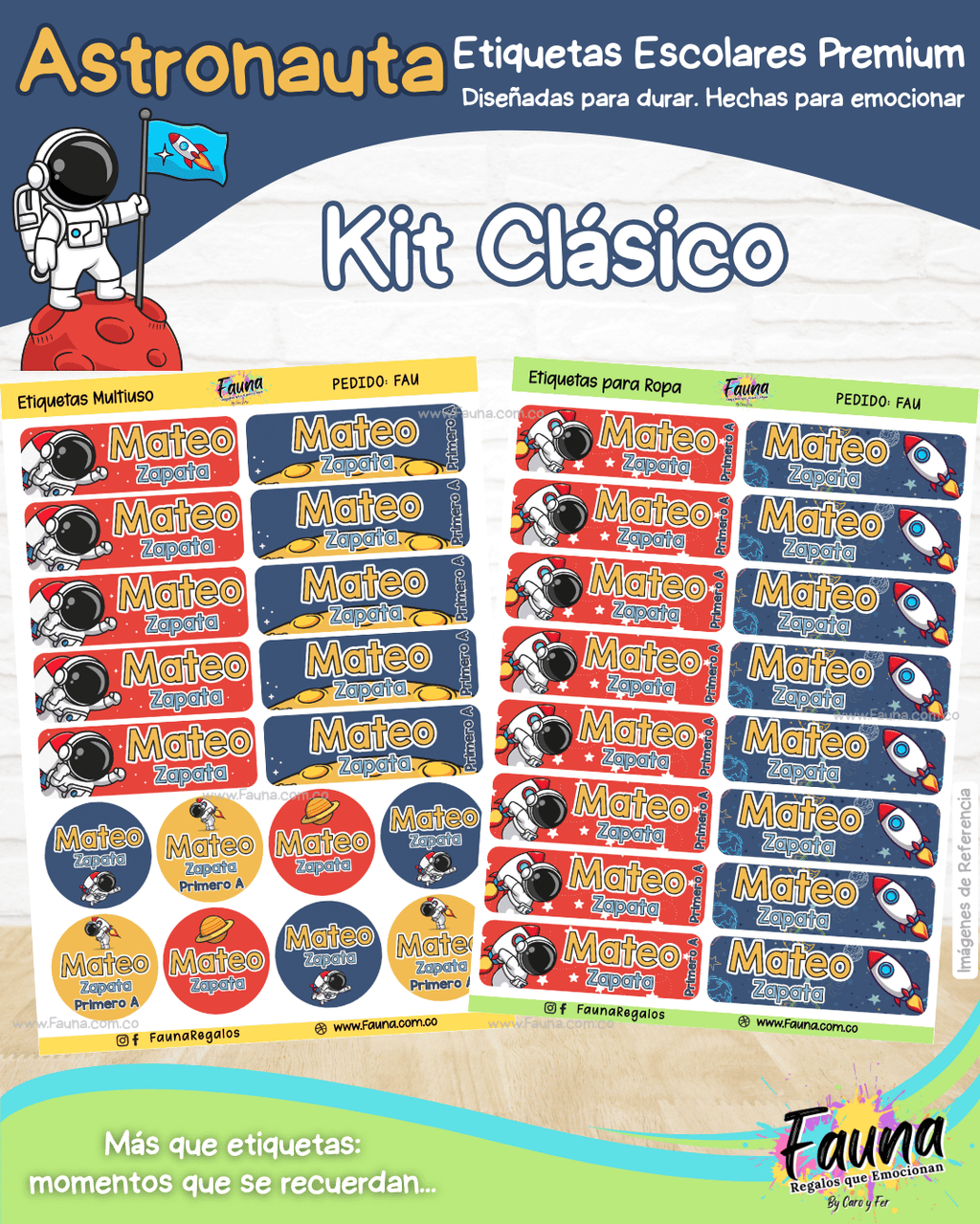 Astronauta 🚀 - Etiquetas Escolares Premium Personalizadas