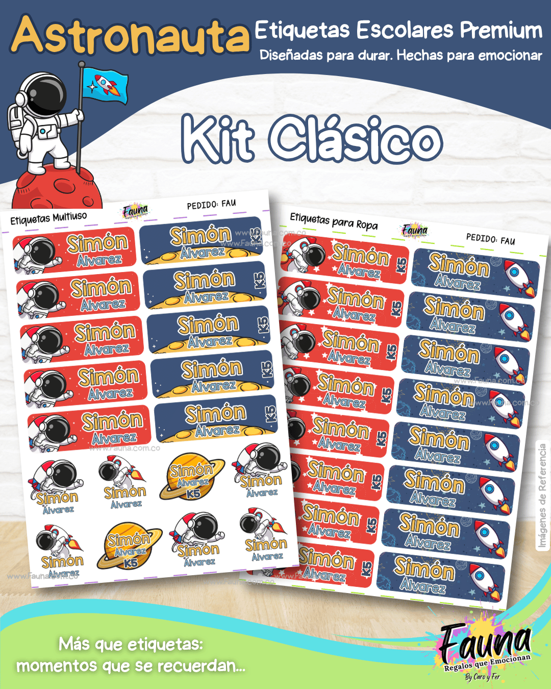 Astronauta 🚀 - Etiquetas Escolares Premium Personalizadas