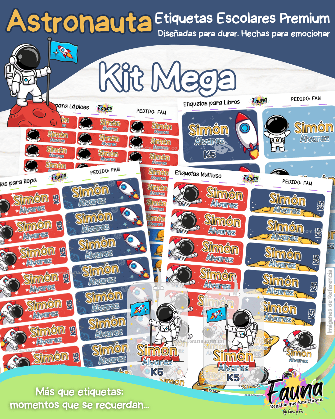 Astronauta 🚀 - Etiquetas Escolares Premium Personalizadas