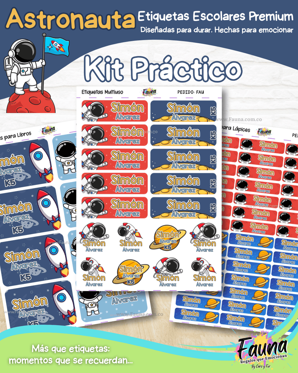 Astronauta 🚀 - Etiquetas Escolares Premium Personalizadas