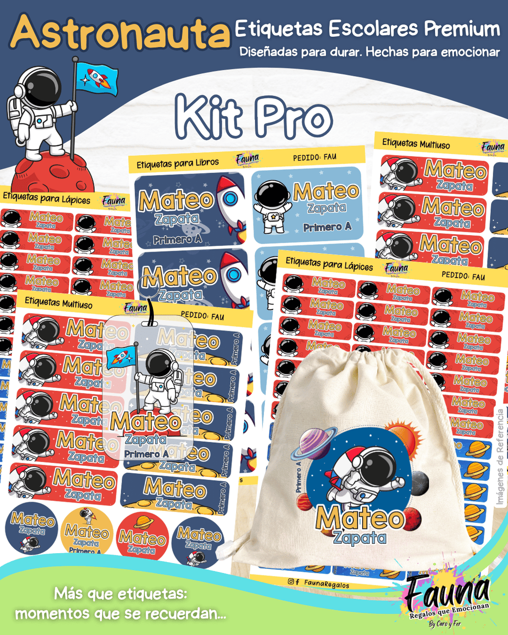 Astronauta 🚀 - Etiquetas Escolares Premium Personalizadas