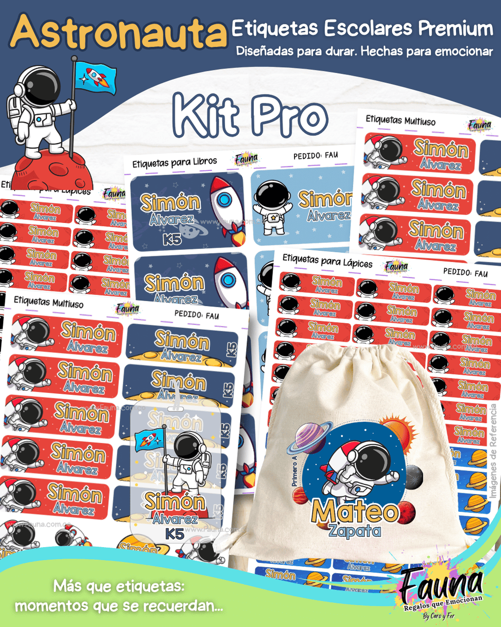 Astronauta 🚀 - Etiquetas Escolares Premium Personalizadas