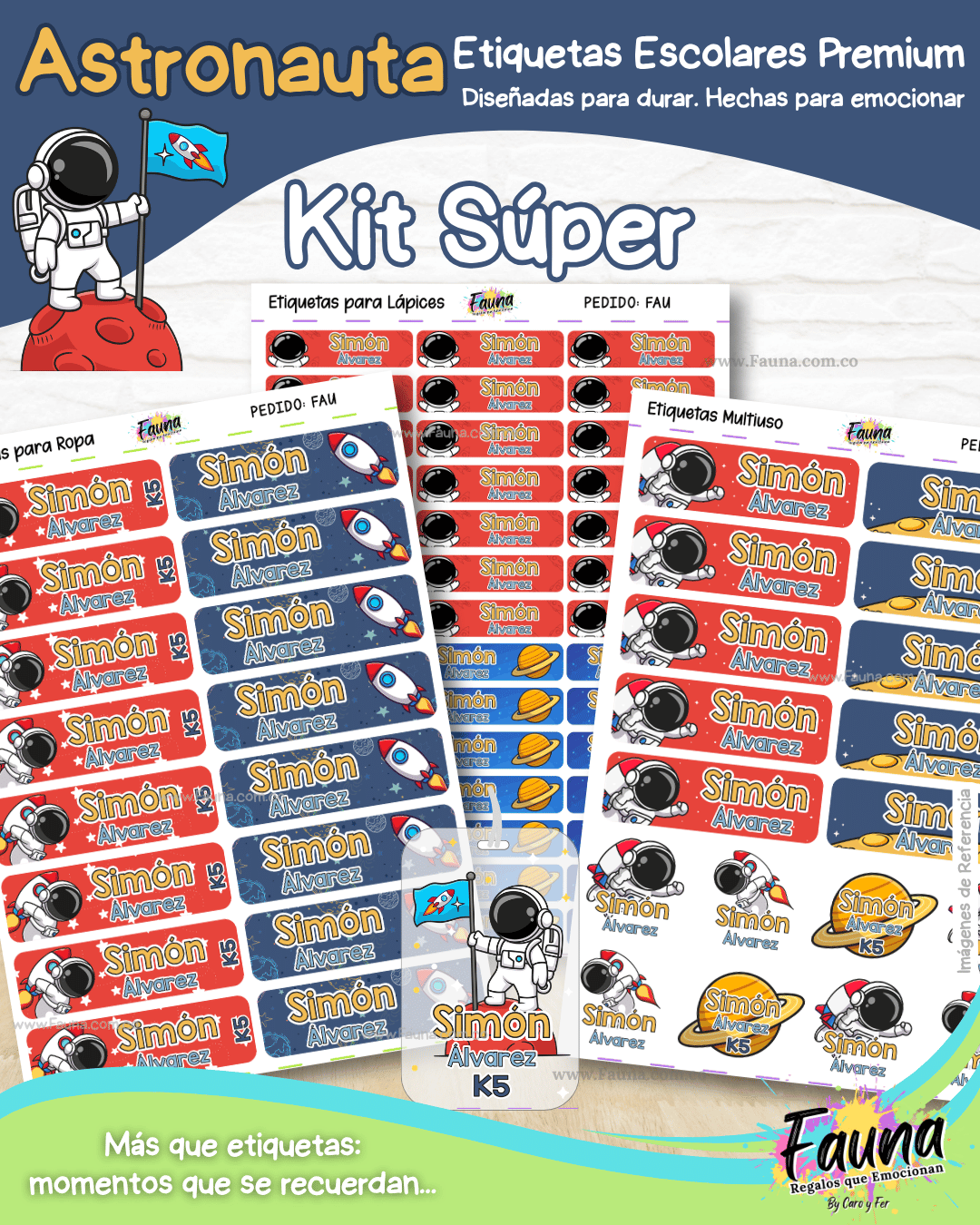 Astronauta 🚀 - Etiquetas Escolares Premium Personalizadas