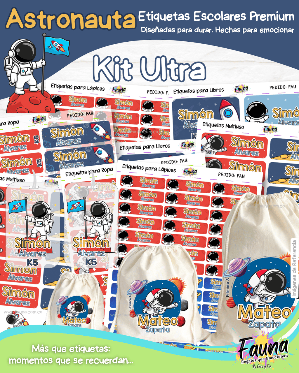 Astronauta 🚀 - Etiquetas Escolares Premium Personalizadas