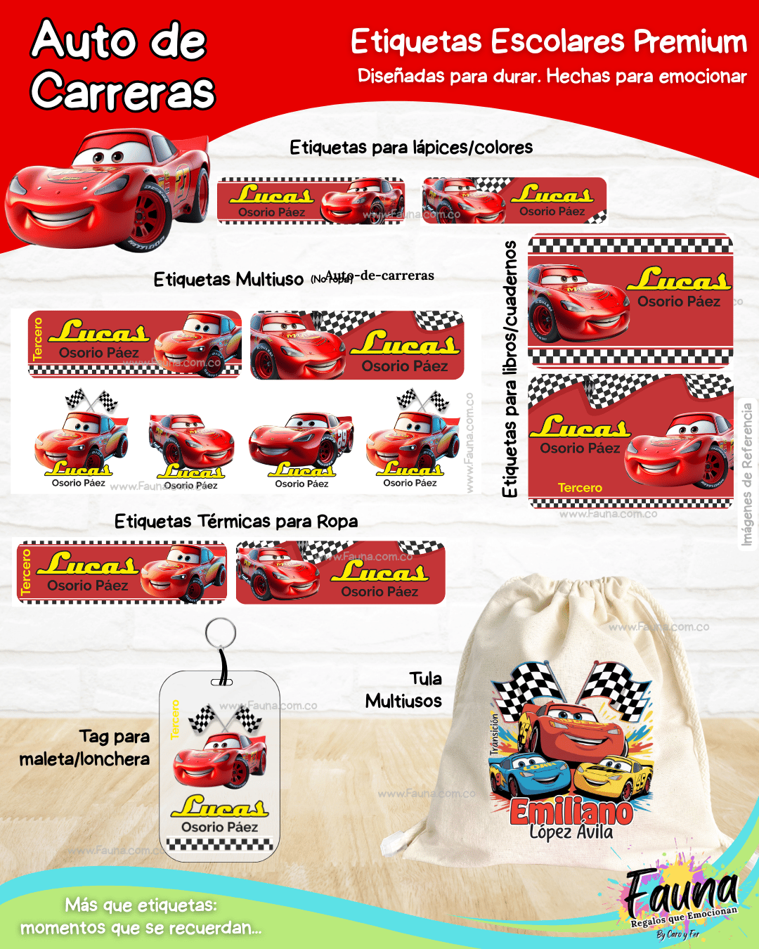 Auto de Carreras 🏎️ - Etiquetas Escolares Premium Personalizadas