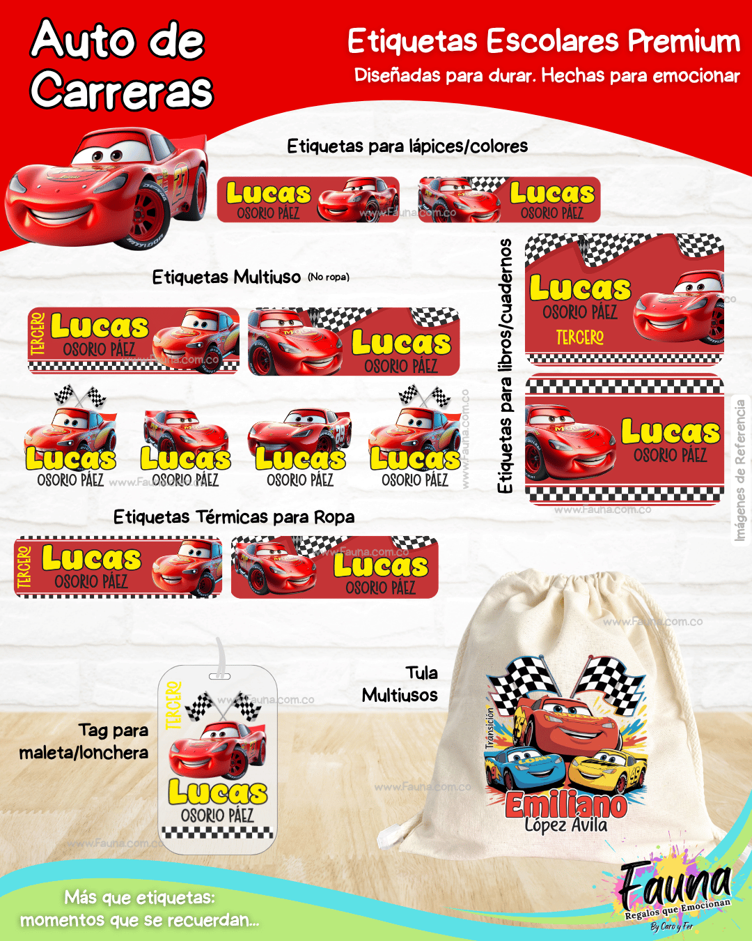 Auto de Carreras 🏎️ - Etiquetas Escolares Premium Personalizadas