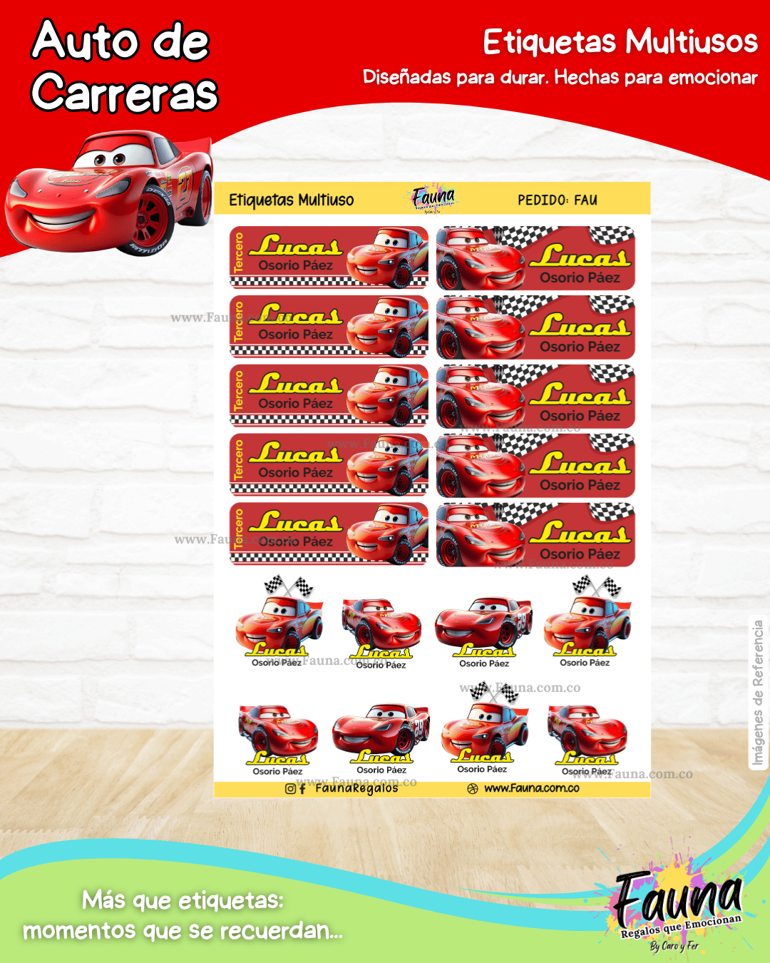 Auto de Carreras 🏎️ - Etiquetas Escolares Premium Personalizadas