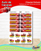 Auto de Carreras 🏎️ - Etiquetas Escolares Premium Personalizadas