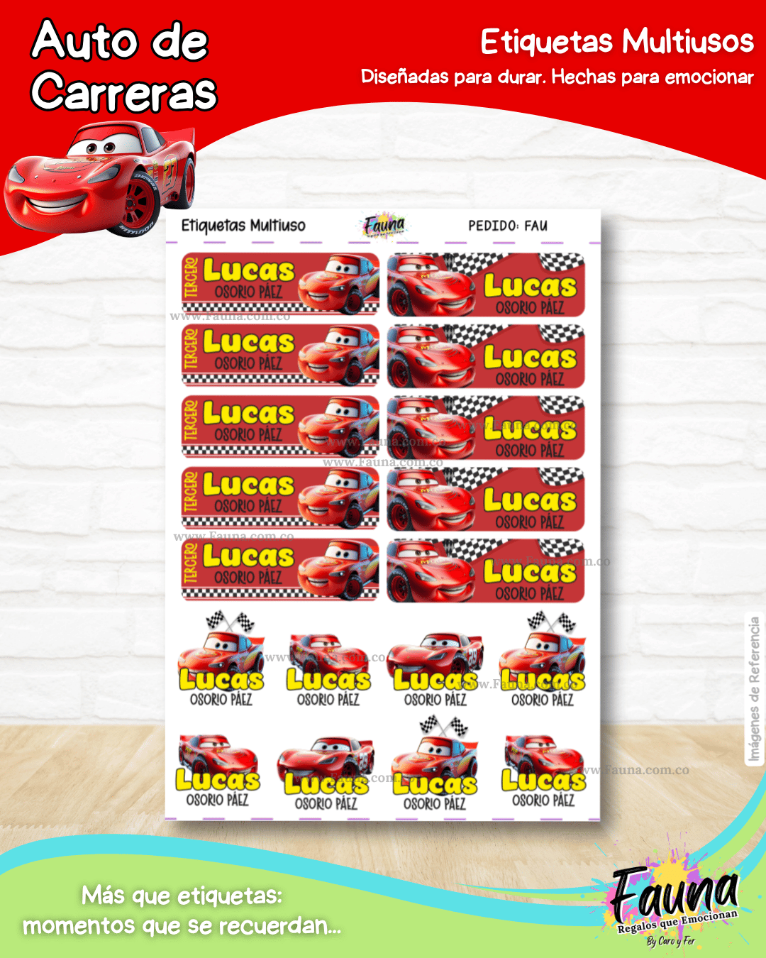 Auto de Carreras 🏎️ - Etiquetas Escolares Premium Personalizadas