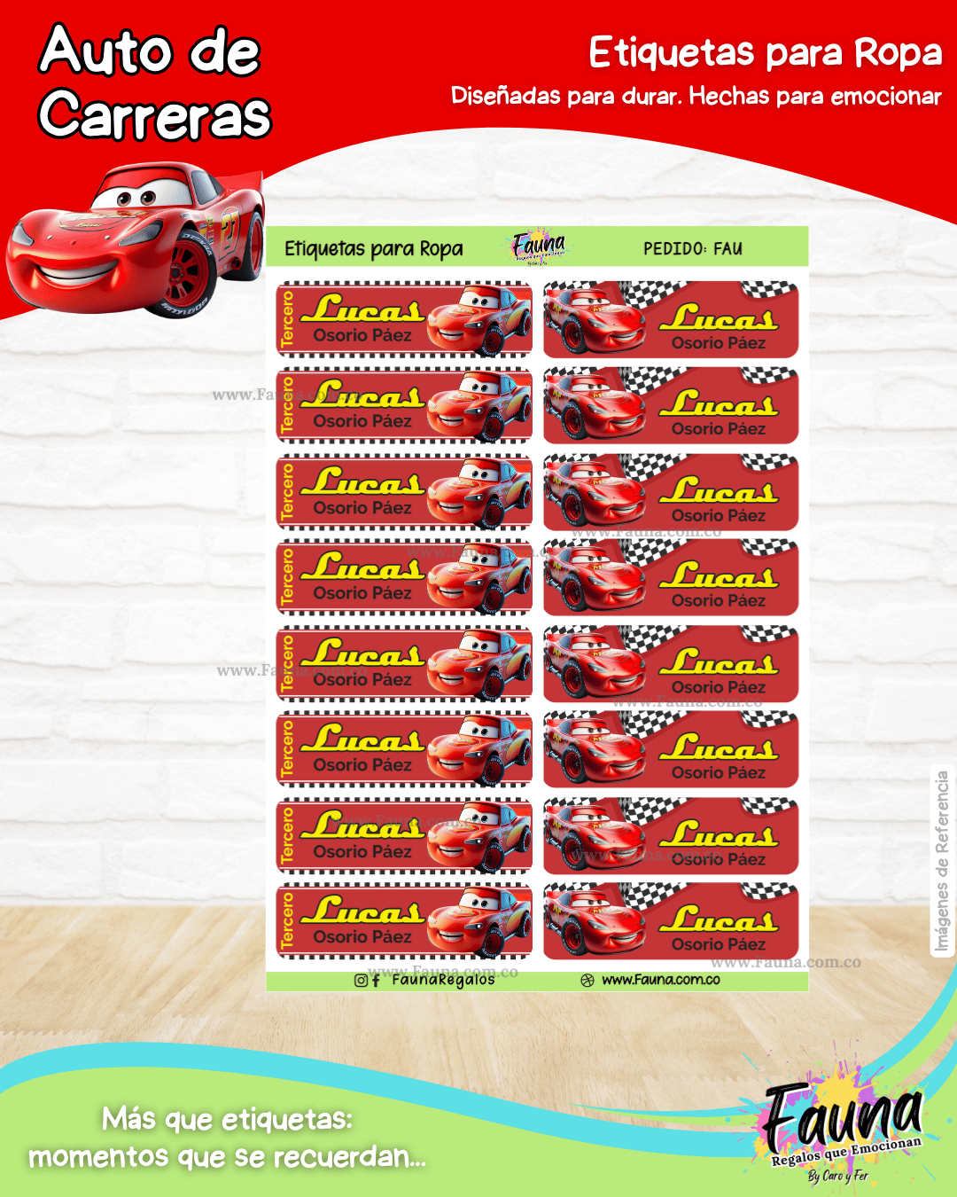 Auto de Carreras 🏎️ - Etiquetas Escolares Premium Personalizadas