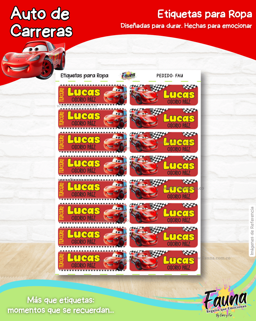 Auto de Carreras 🏎️ - Etiquetas Escolares Premium Personalizadas