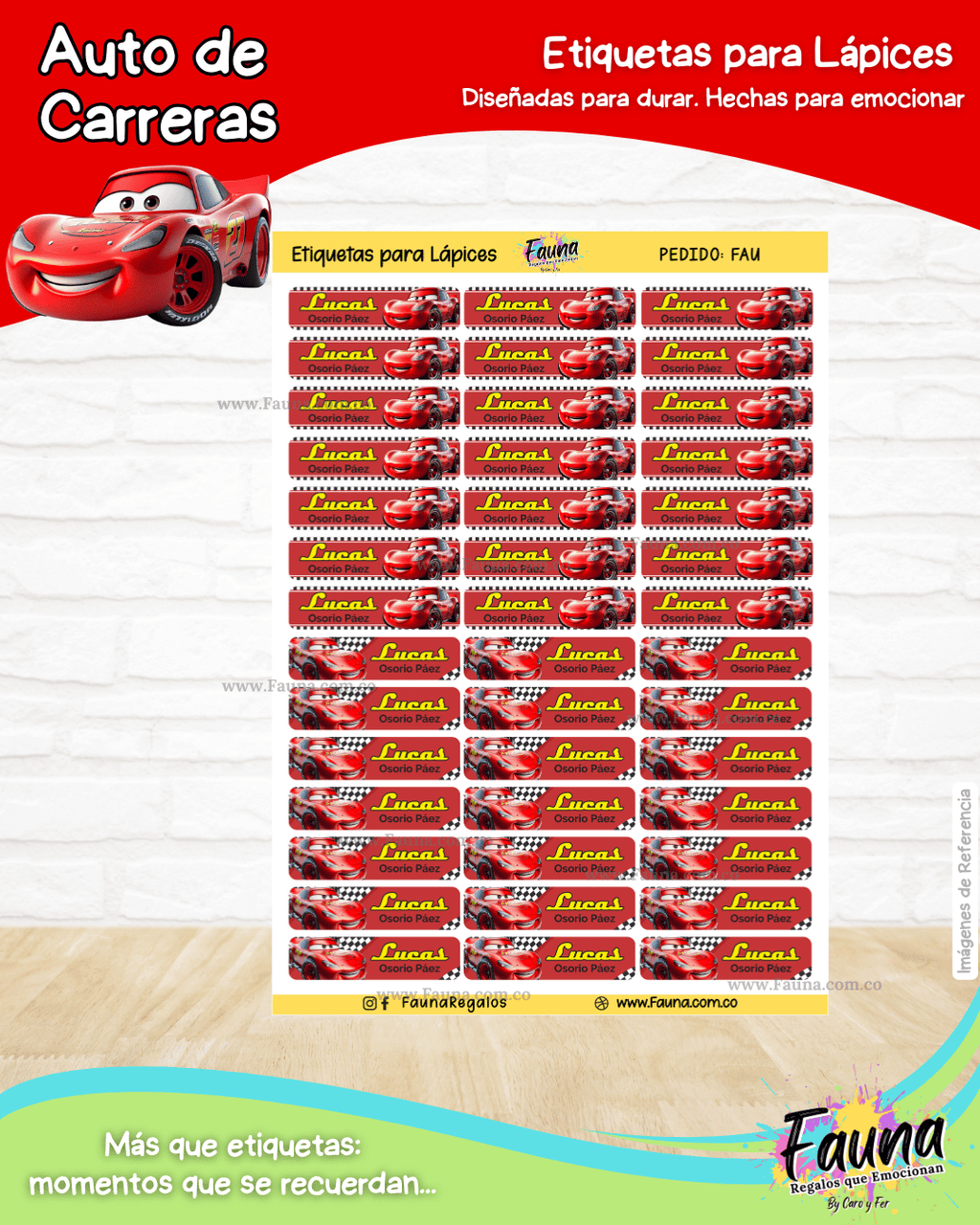 Auto de Carreras 🏎️ - Etiquetas Escolares Premium Personalizadas