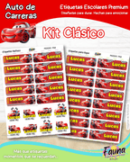 Auto de Carreras 🏎️ - Etiquetas Escolares Premium Personalizadas