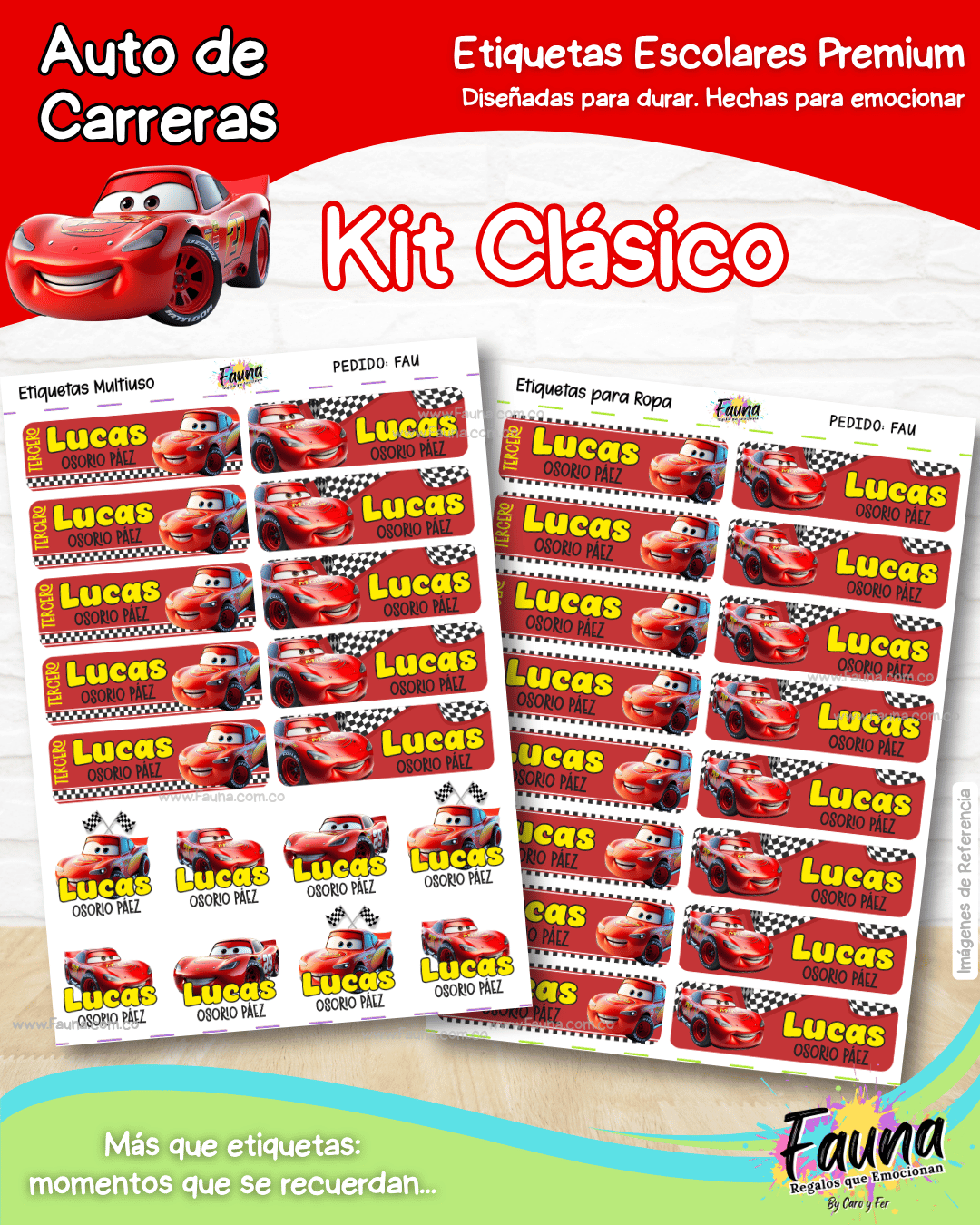 Auto de Carreras 🏎️ - Etiquetas Escolares Premium Personalizadas