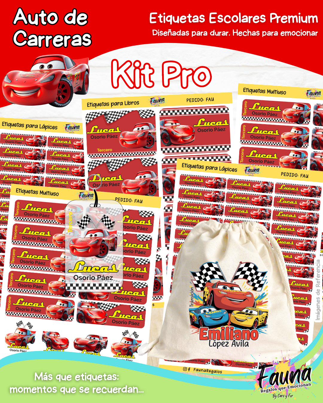 Auto de Carreras 🏎️ - Etiquetas Escolares Premium Personalizadas