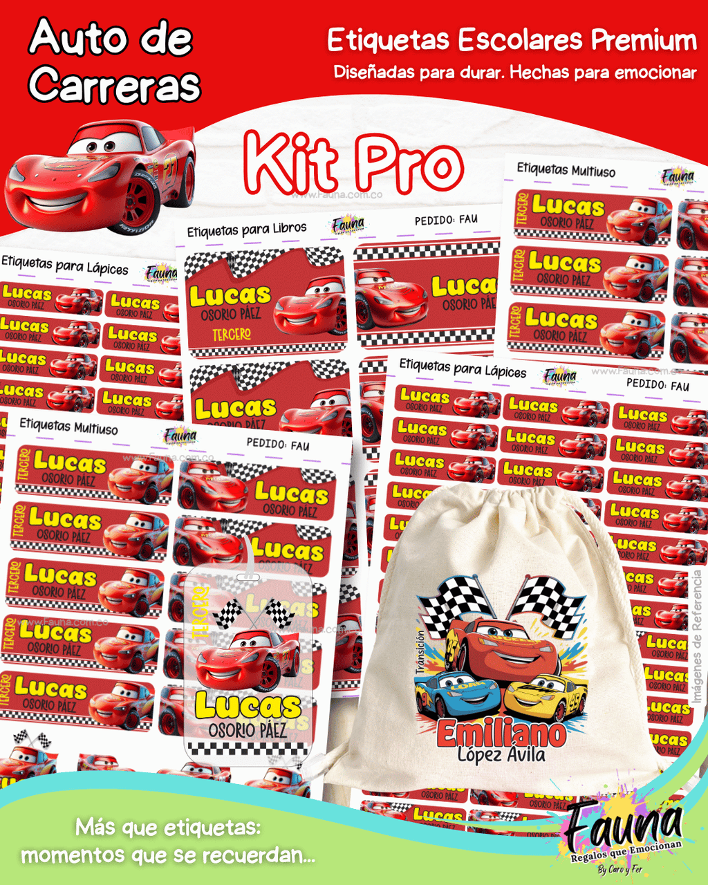 Auto de Carreras 🏎️ - Etiquetas Escolares Premium Personalizadas