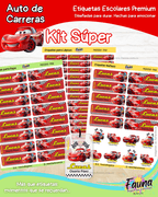 Auto de Carreras 🏎️ - Etiquetas Escolares Premium Personalizadas