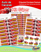 Auto de Carreras 🏎️ - Etiquetas Escolares Premium Personalizadas