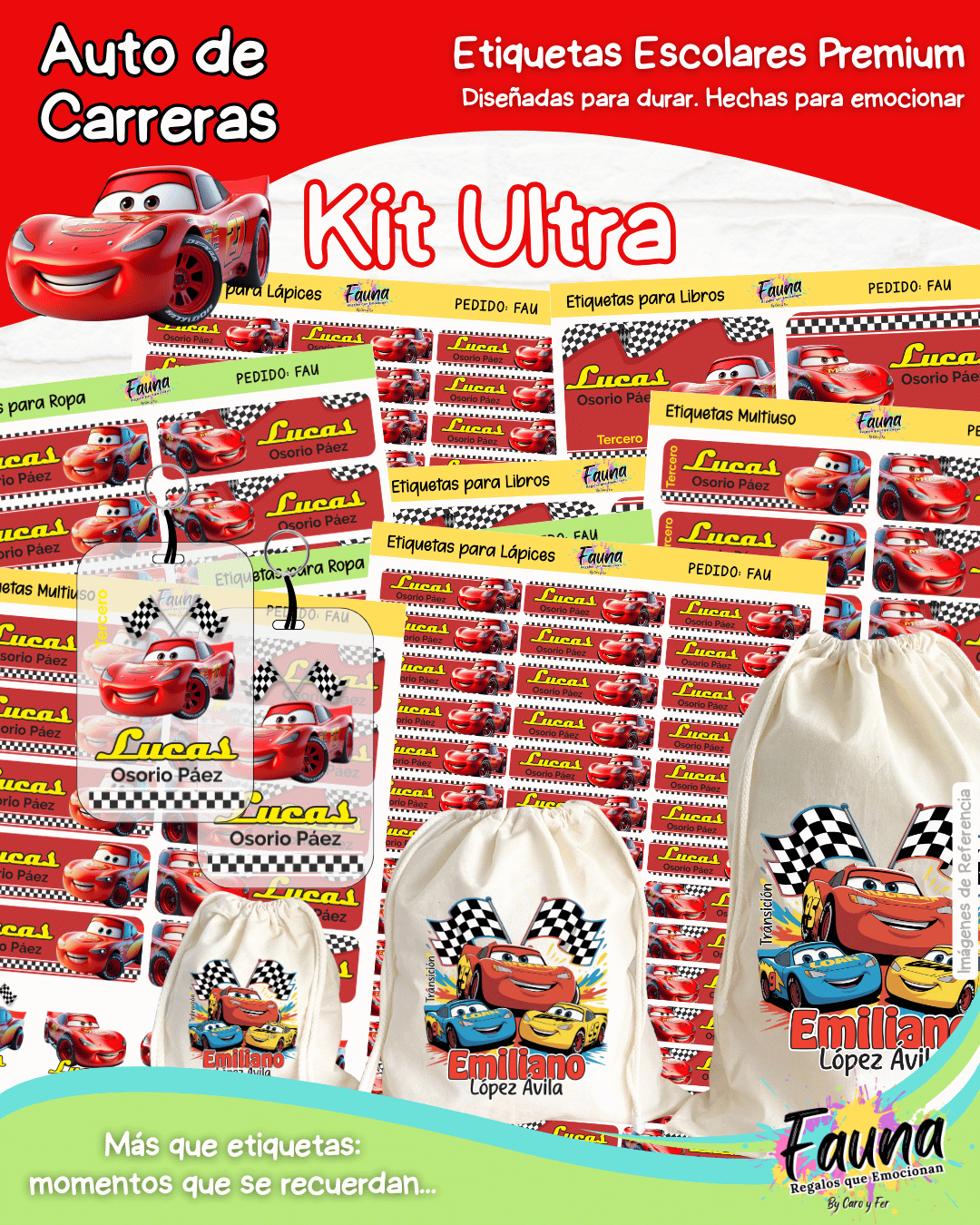 Auto de Carreras 🏎️ - Etiquetas Escolares Premium Personalizadas