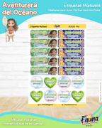 Aventurera del Océano 🌺 - Etiquetas Escolares Premium Personalizadas