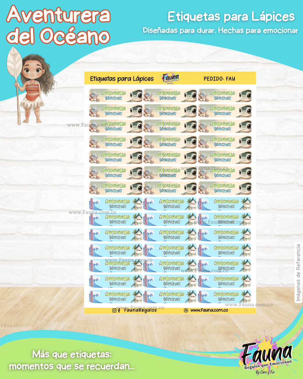 Aventurera del Océano 🌺 - Etiquetas Escolares Premium Personalizadas