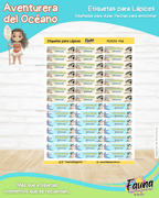 Aventurera del Océano 🌺 - Etiquetas Escolares Premium Personalizadas