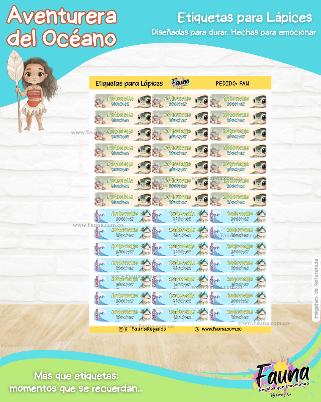 Aventurera del Océano 🌺 - Etiquetas Escolares Premium Personalizadas