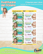 Aventurera del Océano 🌺 - Etiquetas Escolares Premium Personalizadas