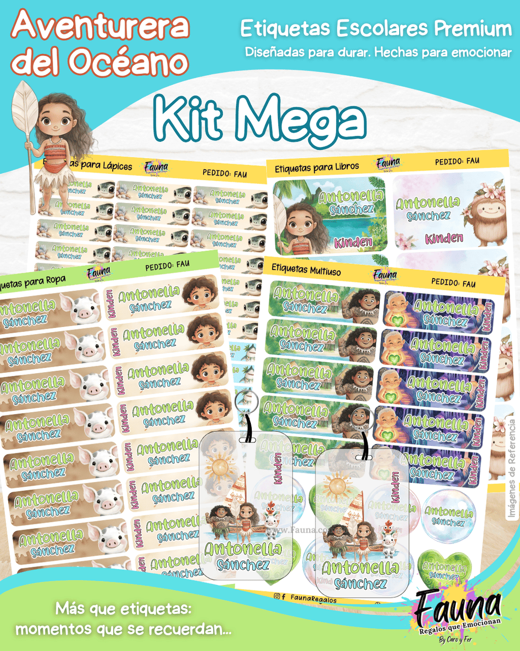 Aventurera del Océano 🌺 - Etiquetas Escolares Premium Personalizadas