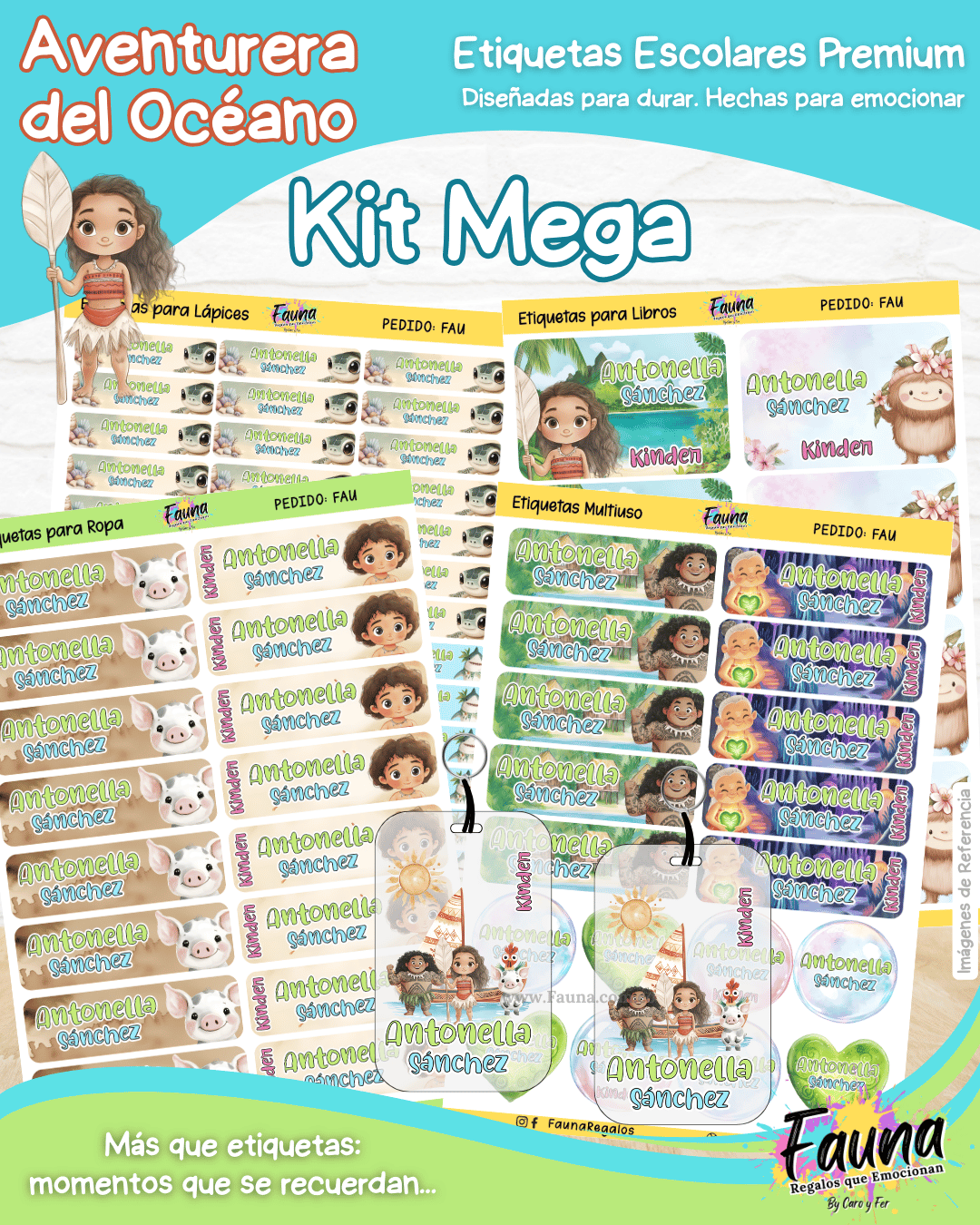 Aventurera del Océano 🌺 - Etiquetas Escolares Premium Personalizadas