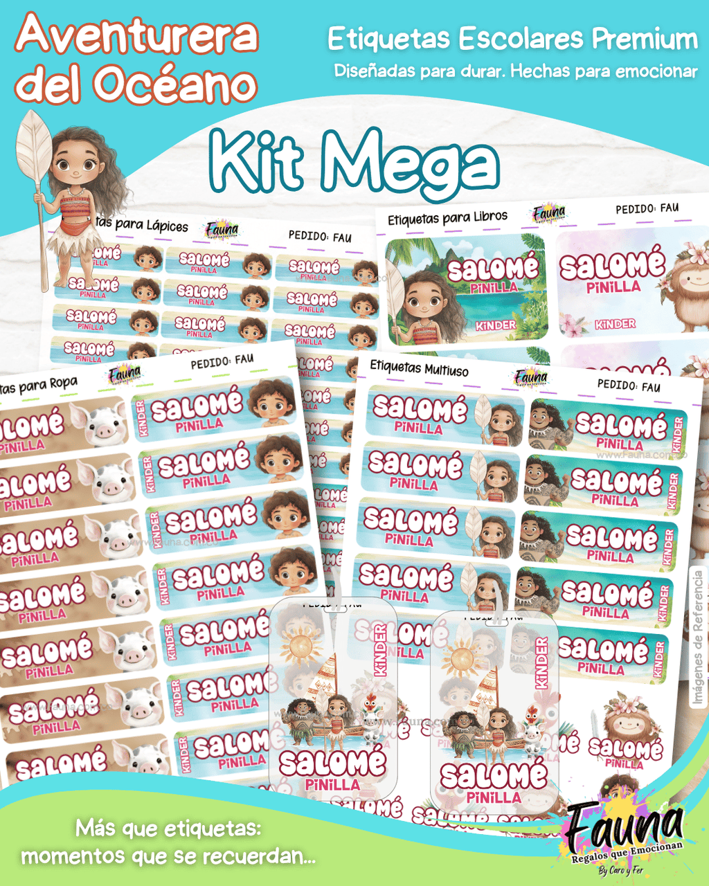 Aventurera del Océano 🌺 - Etiquetas Escolares Premium Personalizadas