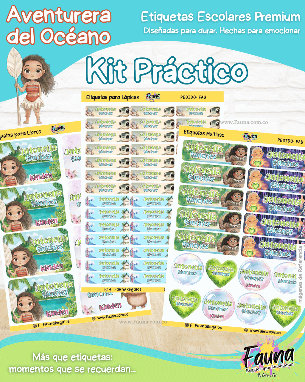 Aventurera del Océano 🌺 - Etiquetas Escolares Premium Personalizadas