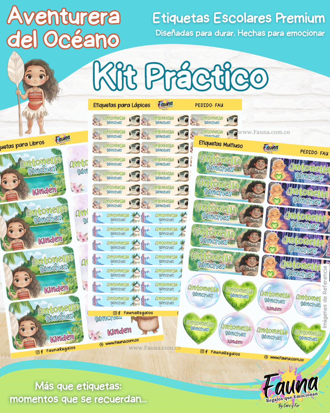Aventurera del Océano 🌺 - Etiquetas Escolares Premium Personalizadas