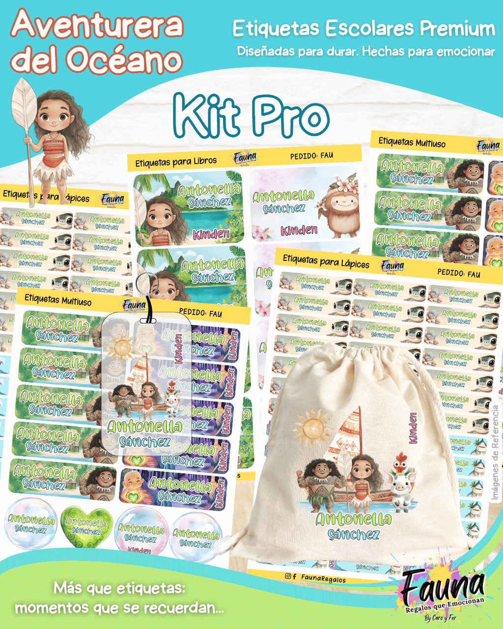 Aventurera del Océano 🌺 - Etiquetas Escolares Premium Personalizadas